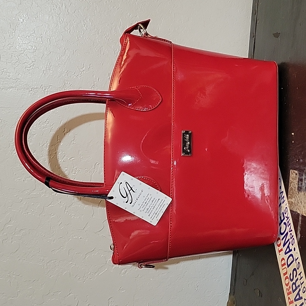 GRACE ADELE  Patent Red Roxie Bag